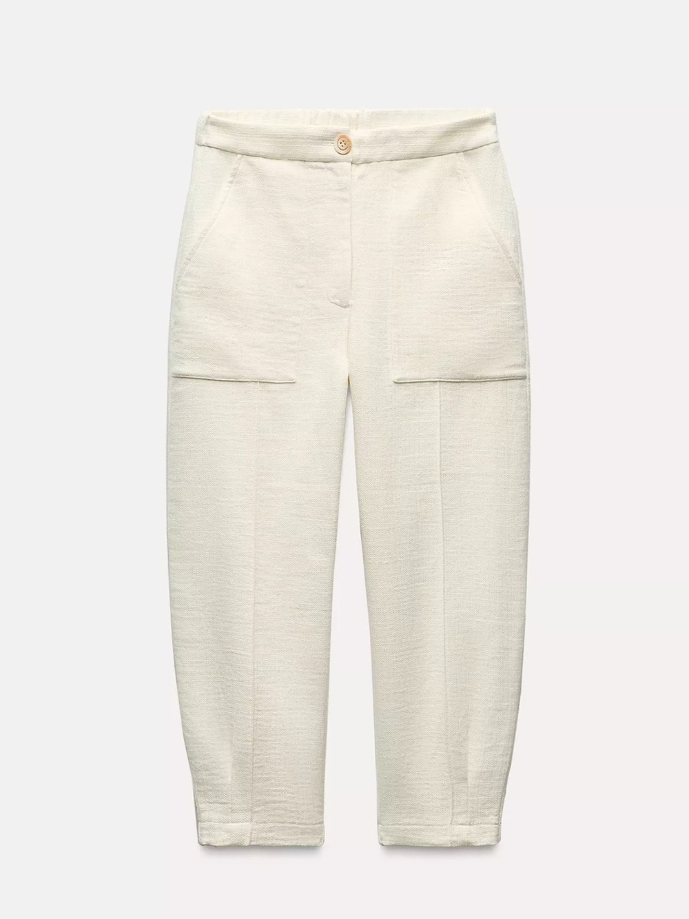 Zara Ecru Off White Cream Cropped Pants XS